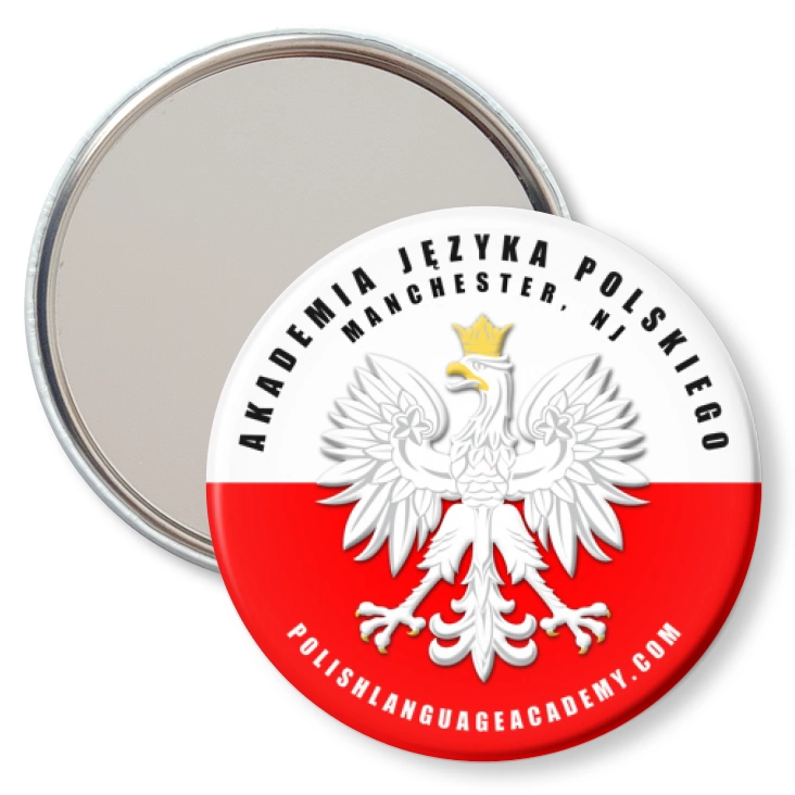 przypinka lusterko Akademia Języka Polskiego