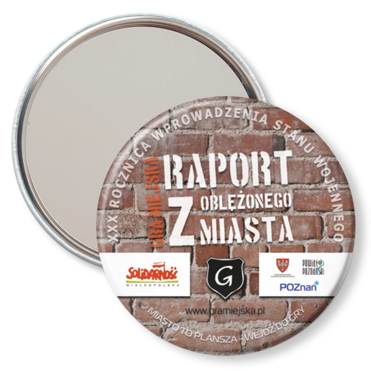 przypinka lusterko Gra Miejska - Raport z oblężonego miasta