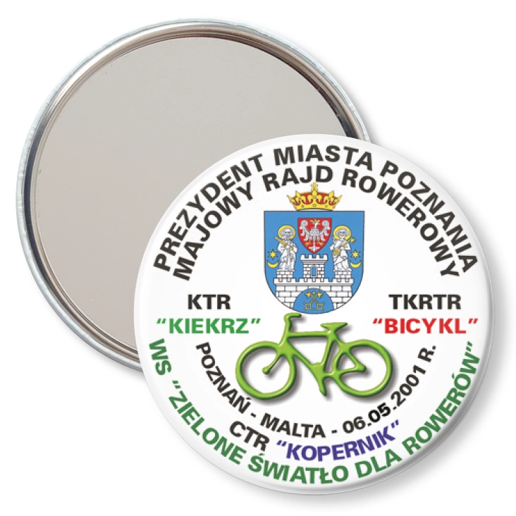 przypinka lusterko Majowy Rajd Rowerowy Zielone Światło dla Rowerów