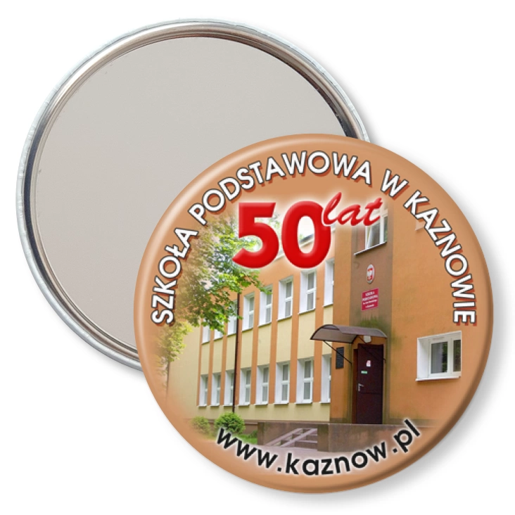 przypinka lusterko Szkoła Podstawowa w Kaznowie - 50 lat