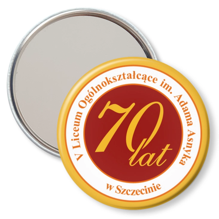 przypinka lusterko V LO Szczecin - Jubileusz 70 lat