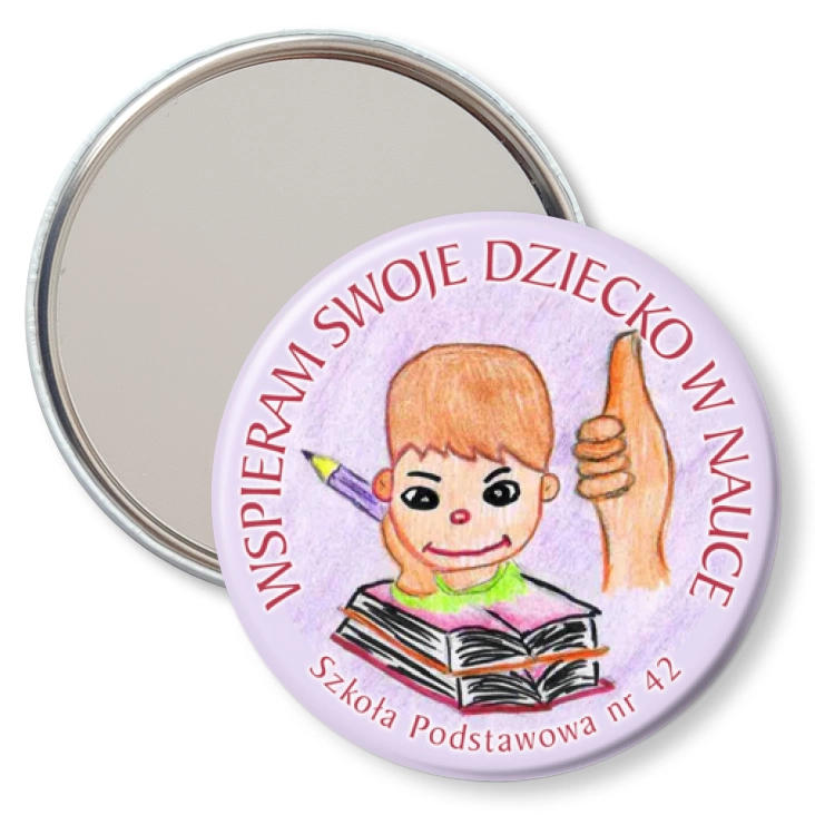 przypinka lusterko Wspieram swoje dziecko w nauce - chłopiec