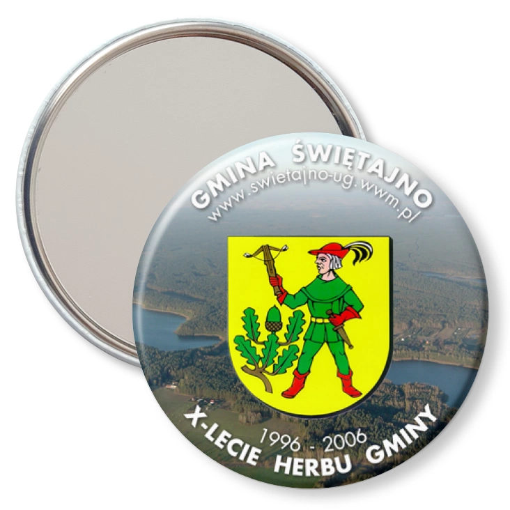 przypinka lusterko X-lecie Herbu Gminy Świętajno