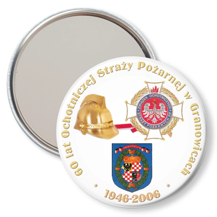 przypinka lusterko 60 lat OSP w Gronowicach