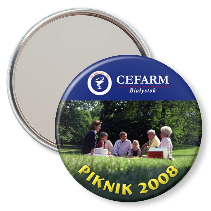przypinka lusterko Cefarm Białystok Piknik