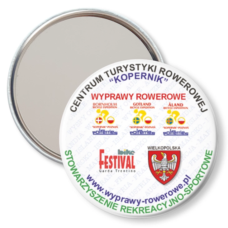przypinka lusterko Centrum Turystyki Rowerowej Kopernik
