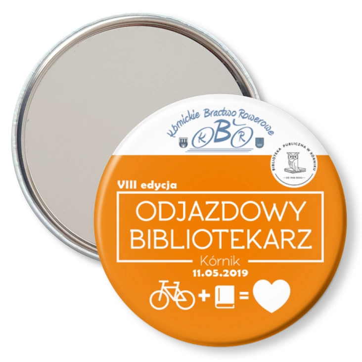 przypinka lusterko Odjazdowy Bibliotekarz Kórnik 2019