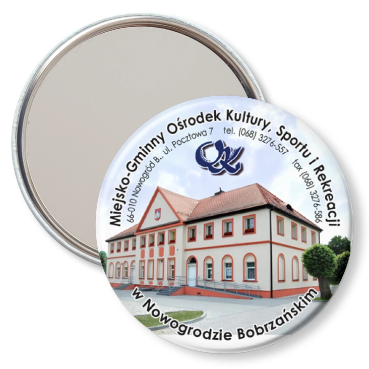 przypinka lusterko Ośrodek Kultury w Nowogrodzie Bobrzańskim