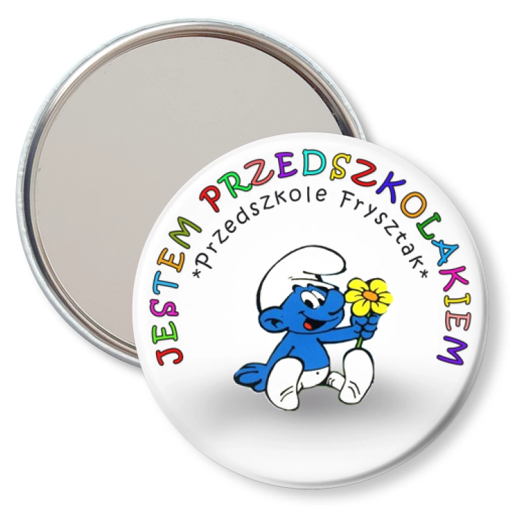 przypinka lusterko Przedszkole Frysztak - smerfy