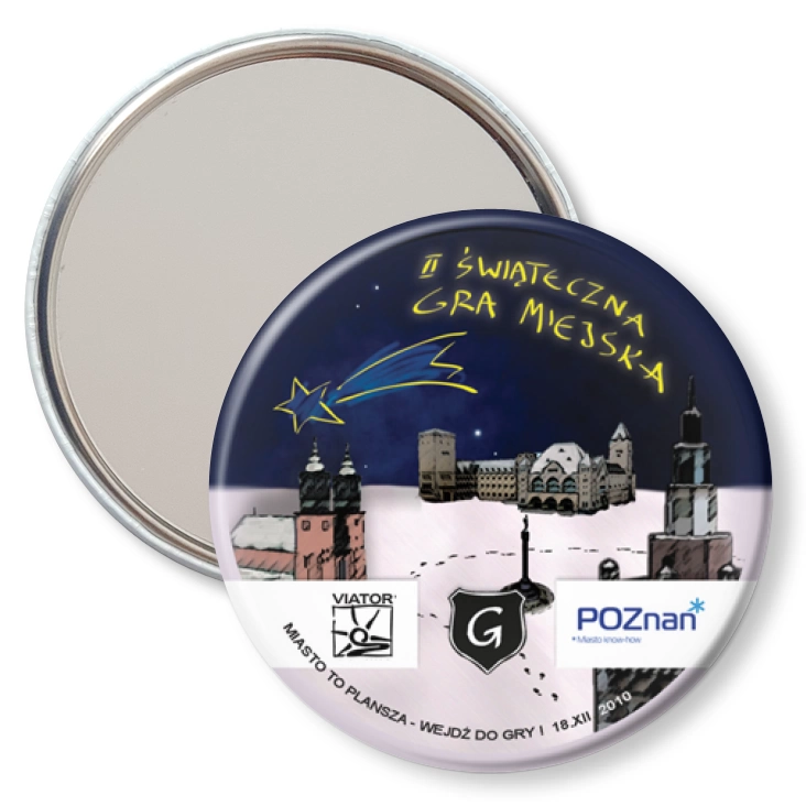 przypinka lusterko Świąteczna Gra Miejska Poznań