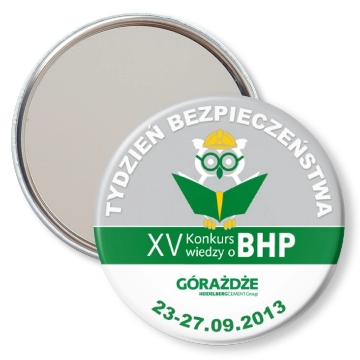 przypinka lusterko XV Konkurs Wiedzy o BHP