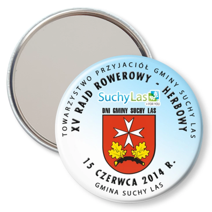 przypinka lusterko XV Rajd Rowerowy Herbowy - Suchy Las 2014