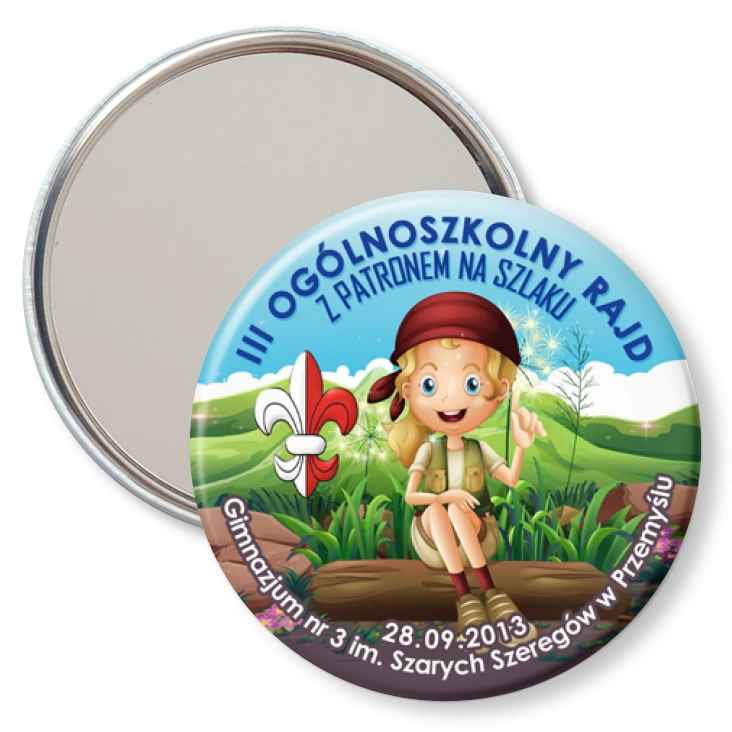 przypinka lusterko Z patronem na szlaku 2013