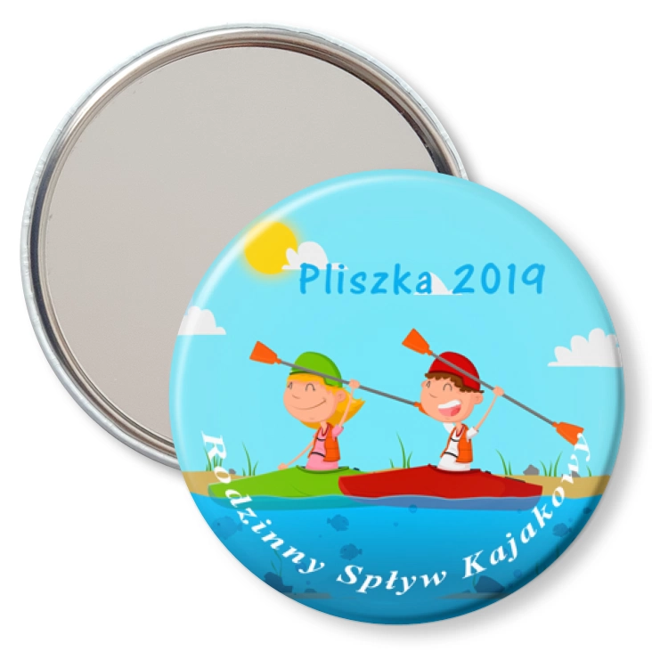 przypinka lusterko Rodzinny Spływ Kajakowy Pliszka 2019