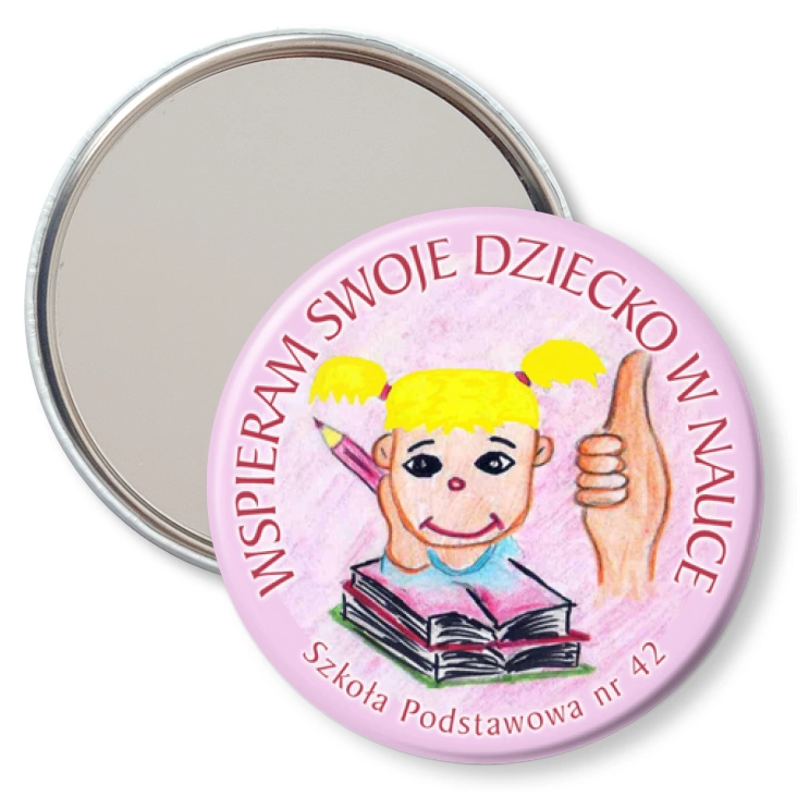 przypinka lusterko Wspieram swoje dziecko w nauce - dziewczynka