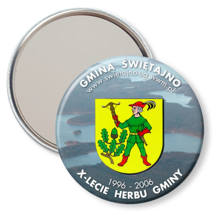 przypinka lusterko X-lecie Herbu Gminy Świętajno