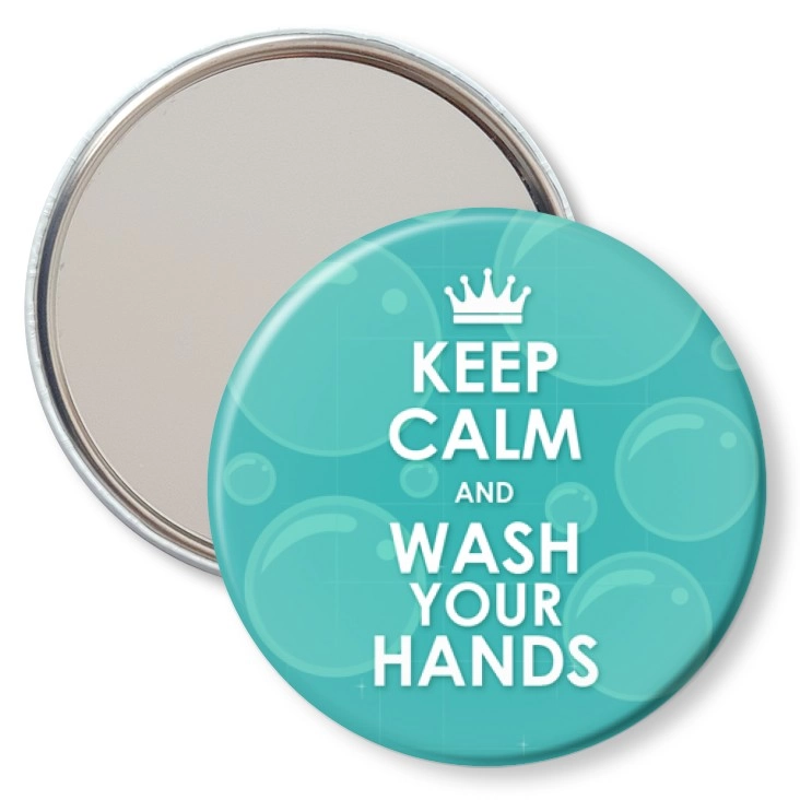 przypinka lusterko Keep calm and wash your hands