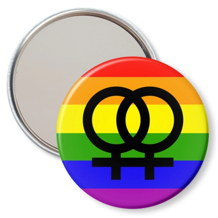przypinka lusterko Para kobiet - symbole