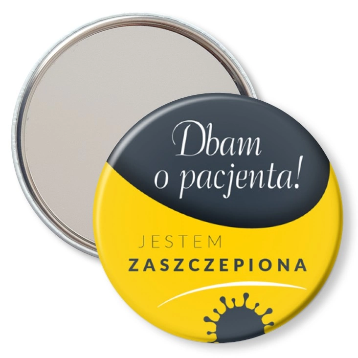 przypinka lusterko Jestem zaszczepiona. Dbam o pacjenta