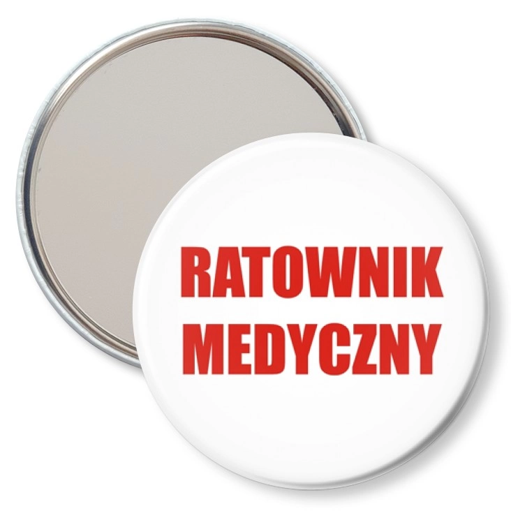 przypinka lusterko Ratownik Medyczny czerwony napis