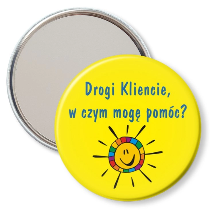 przypinka lusterko W czym mogę pomóc? Słoneczko