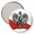 Przypinka lusterko Orzeł Polski na tle flagi państwowej