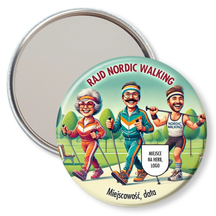 przypinka lusterko Rajd Nordic Walking Szerokie uśmiechy