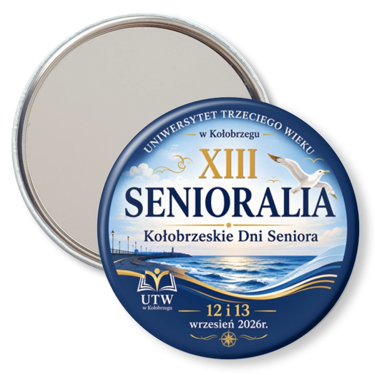 przypinka lusterko Senioralia Kołobrzeg 2026