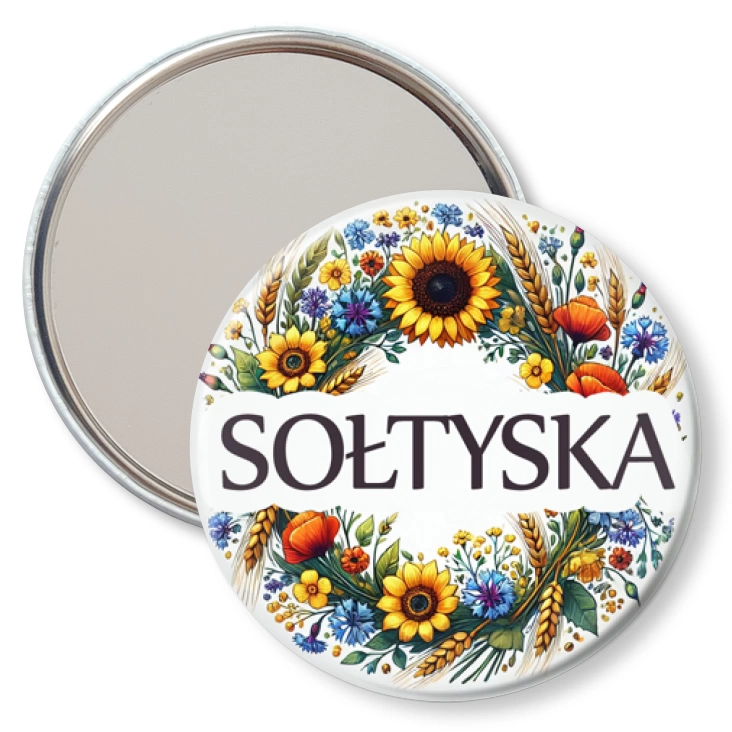 przypinka lusterko Sołtyska polskie kwiaty polne