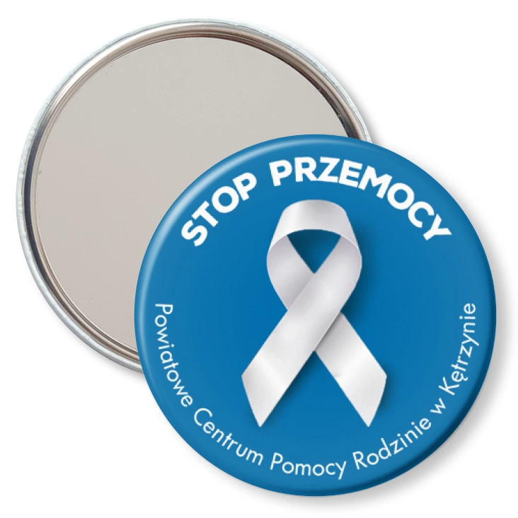 przypinka lusterko Stop przemocy Powiatowe Centrum Pomocy Rodzinie w Kętrzynie