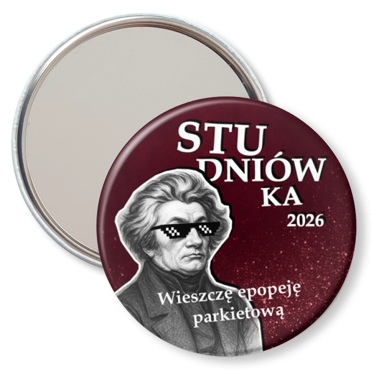 przypinka lusterko Studniówka z wieszczem Mickiewiczem