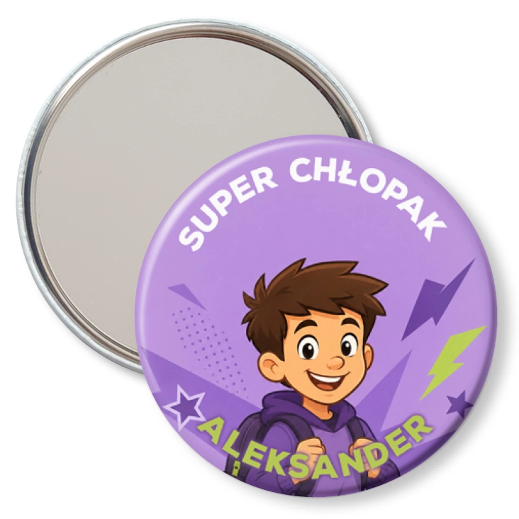 przypinka lusterko Super Chłopak fiolet