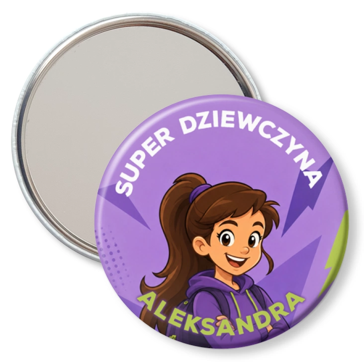 przypinka lusterko Super Dziewczyna fiolet