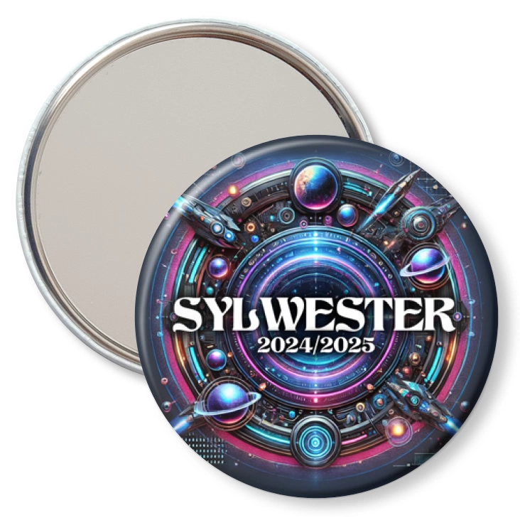 przypinka lusterko Sylwester w stylu science-fiction