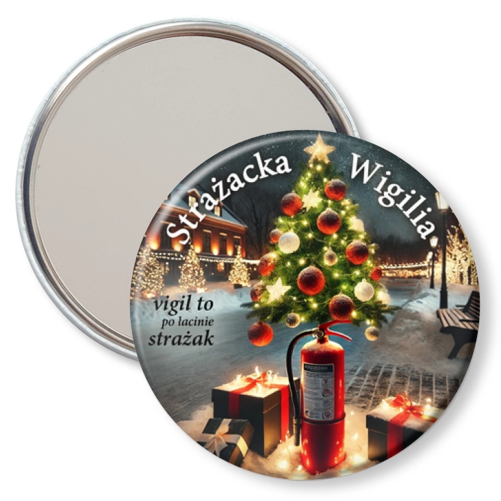 przypinka lusterko Vigil to po łacinie strażak