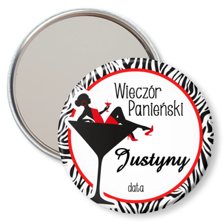 przypinka lusterko Wieczór panieński w kielichu