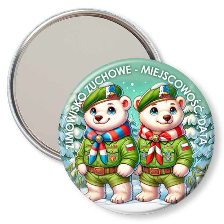 przypinka lusterko Zimowisko zuchowe z misiami