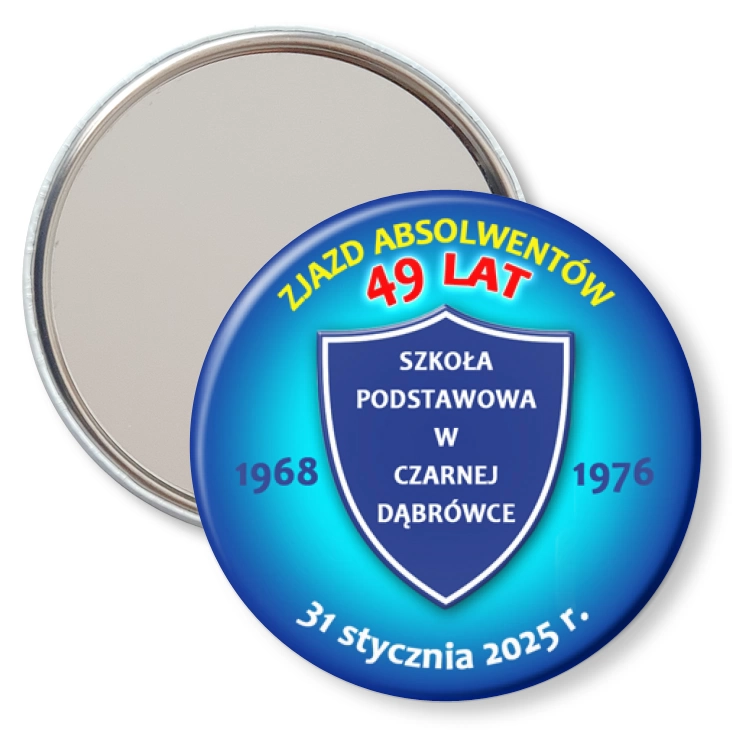 przypinka lusterko Zjazd absolwentów po 49 latach SP w Czarnej Dąbrówce