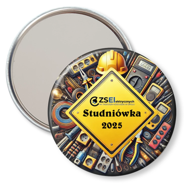 przypinka lusterko ZS Elektrycznych w Opolu Studniówka 2025