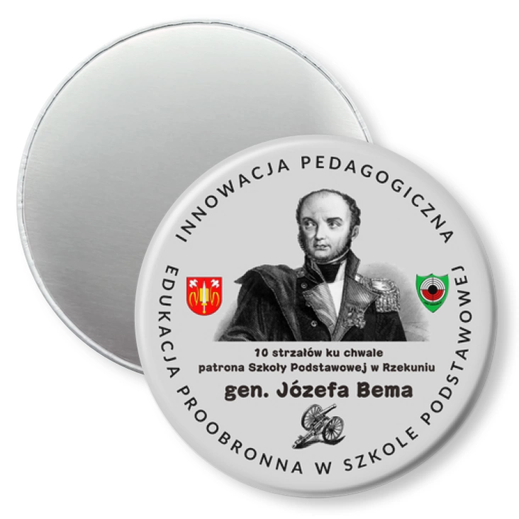 przypinka magnes 10 strzałów ku chwale patrona SP w Rzekuniu