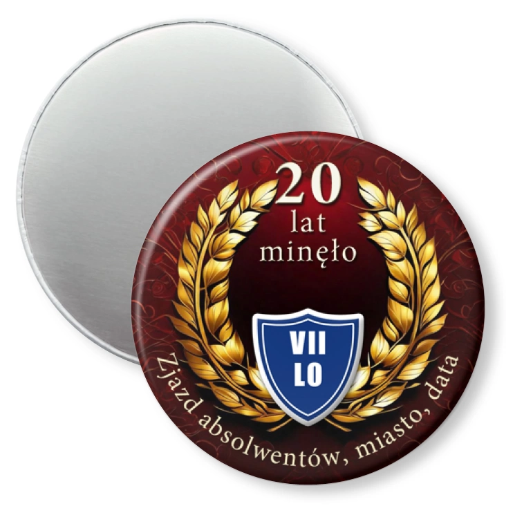 przypinka magnes 20 lat minęło zjazd absolwentów