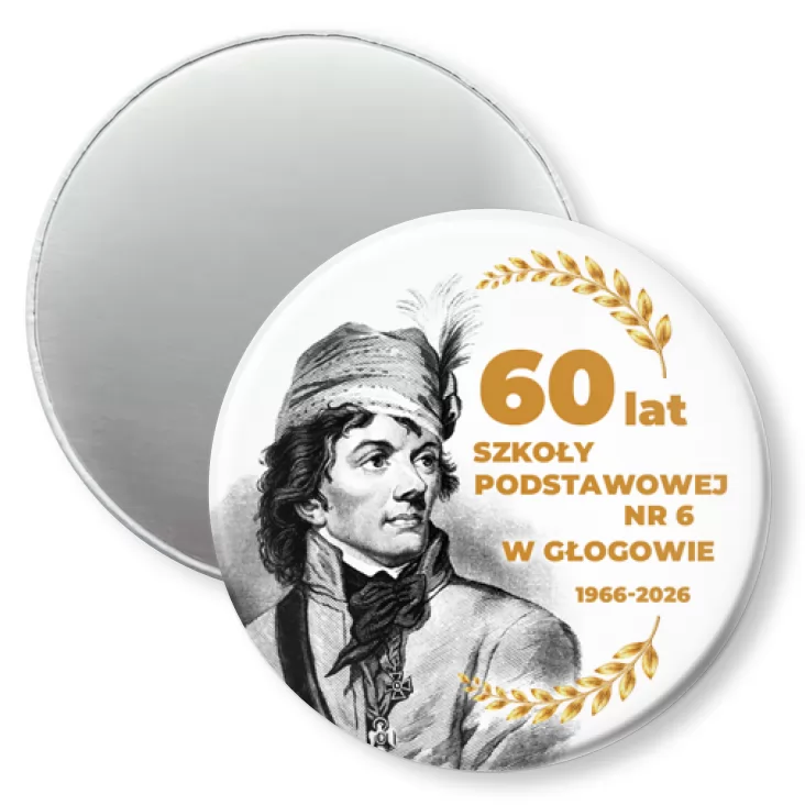 przypinka magnes 60 lat SP nr 6 w Głogowie