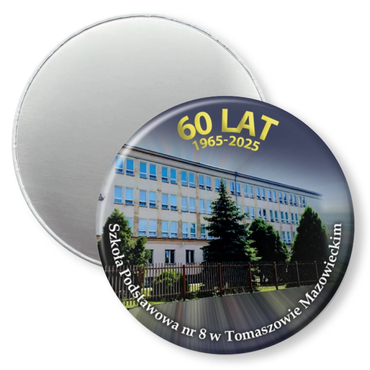przypinka magnes 60 lat SP60 w Tomaszowie Mazowieckim