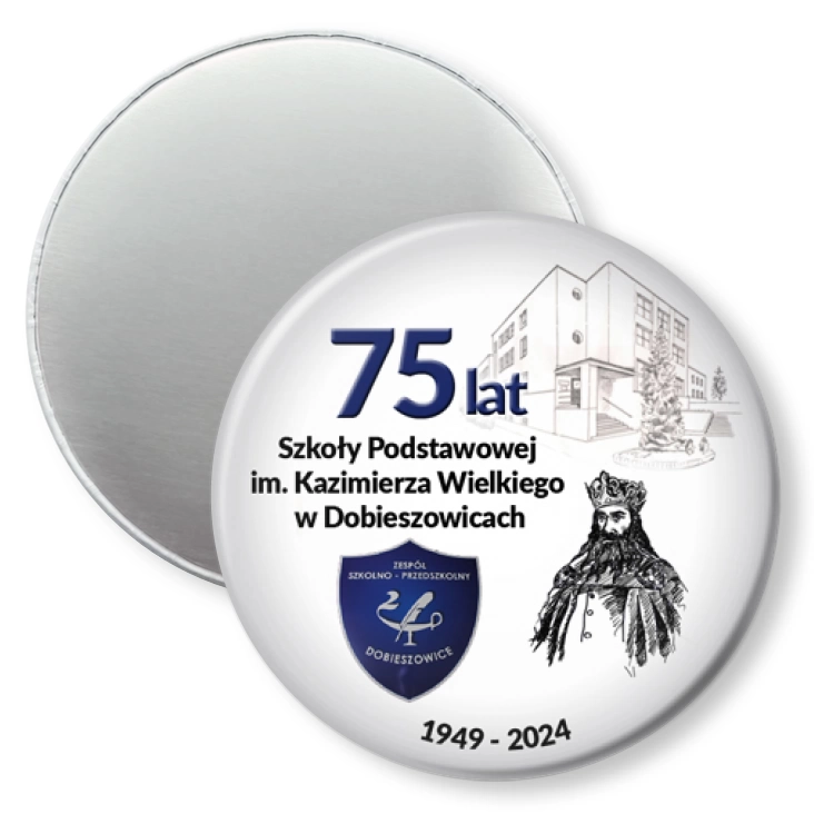 przypinka magnes 75 lat SP w Dobieszowicach