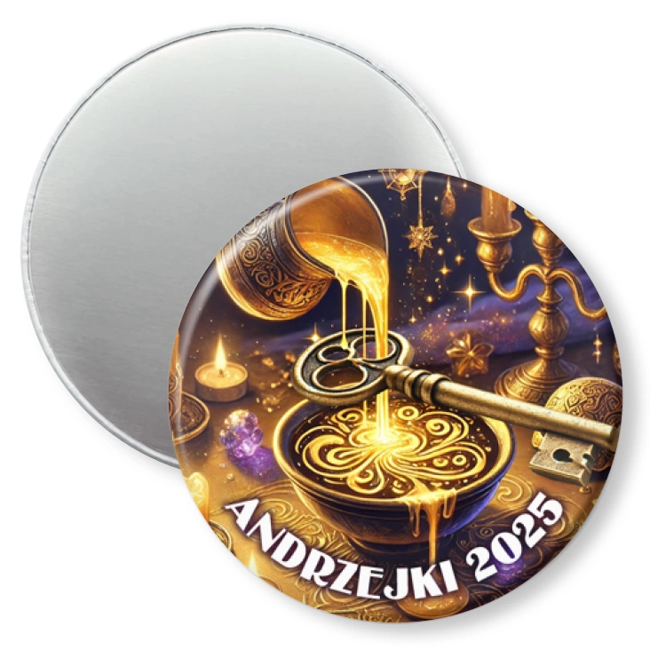 przypinka magnes Andrzejki lanie woskiem