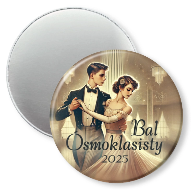 przypinka magnes Bal ósmoklasisty w stylu retro