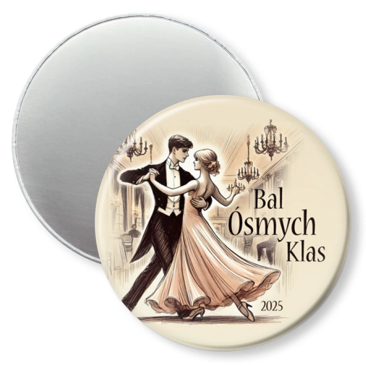 przypinka magnes Bal ósmoklasisty z tańczącymi walca