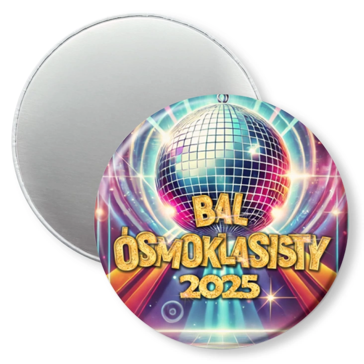 przypinka magnes Bal ósmych klas z kulą i sceną disco