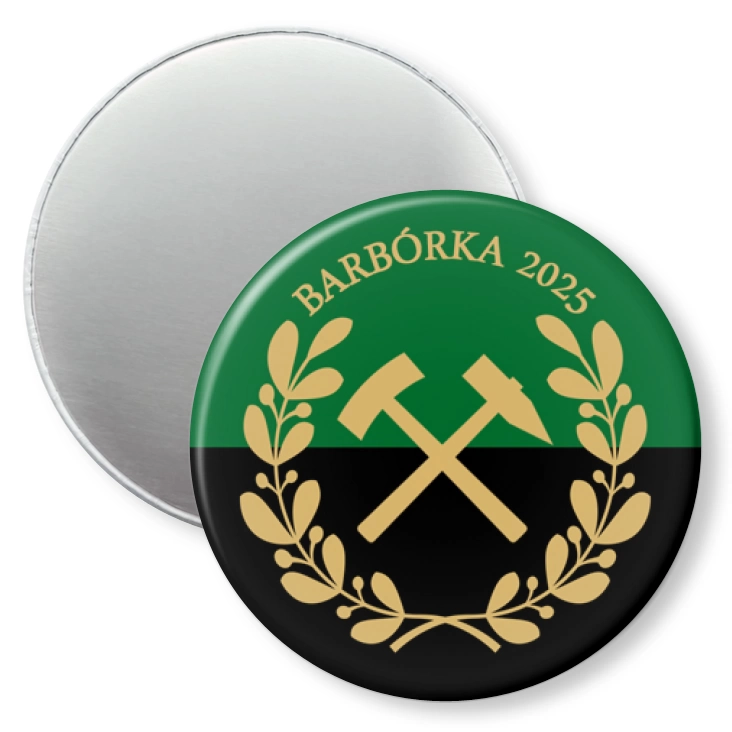 przypinka magnes Barbórka zielono-czarna