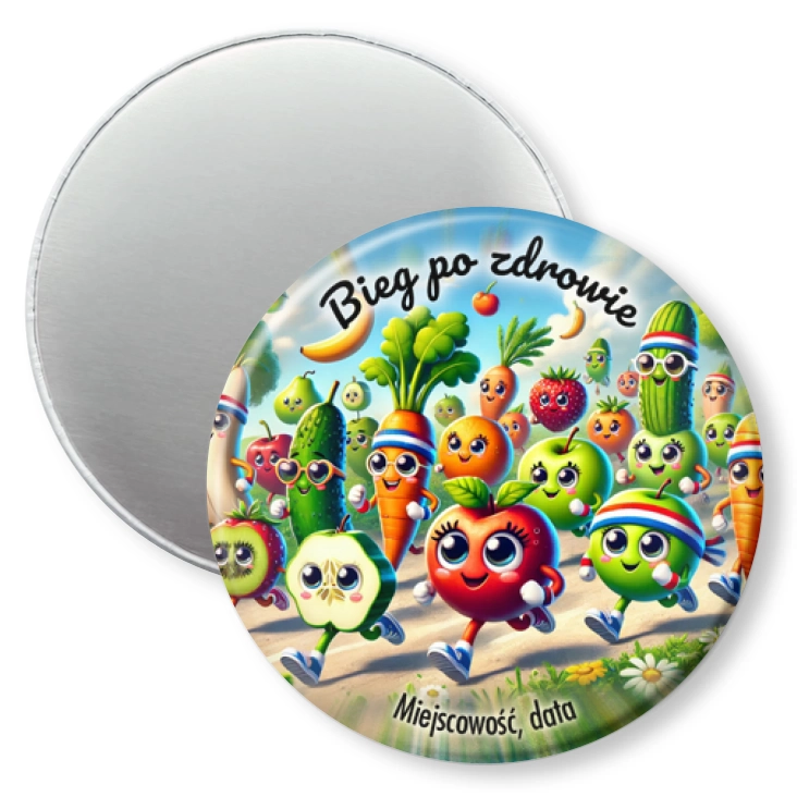 przypinka magnes Bieg po zdrowie wegański